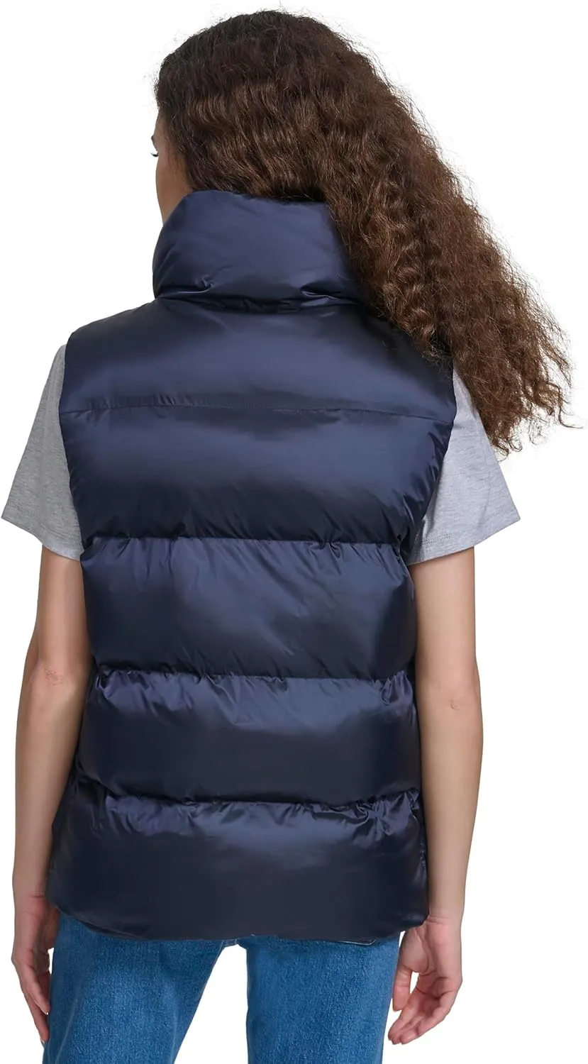 Champion Women's Satin Quilted Puffer Vest with Stand Collar