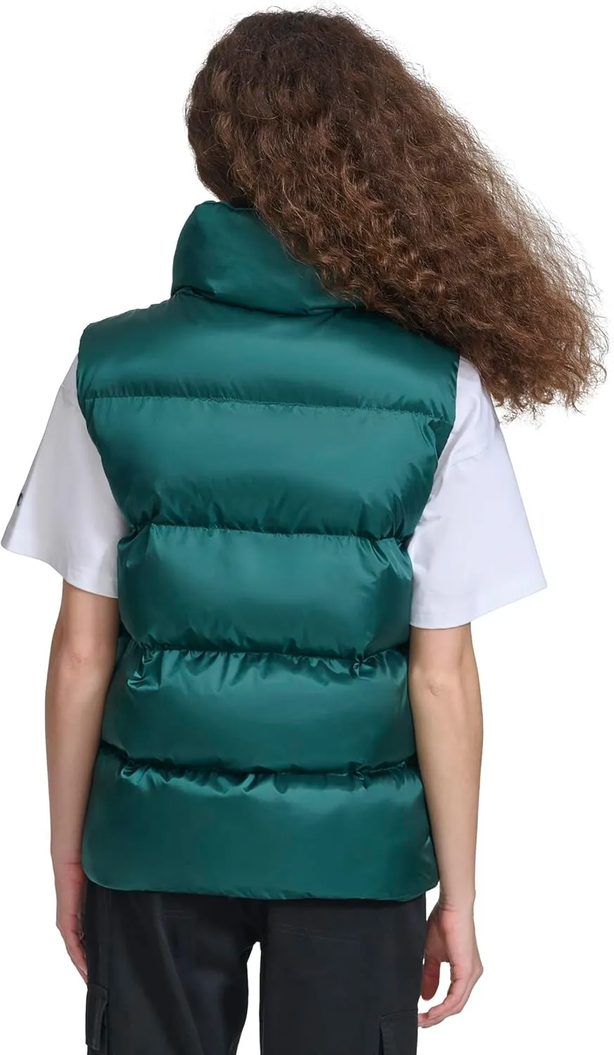 Champion Women's Satin Quilted Puffer Vest with Stand Collar