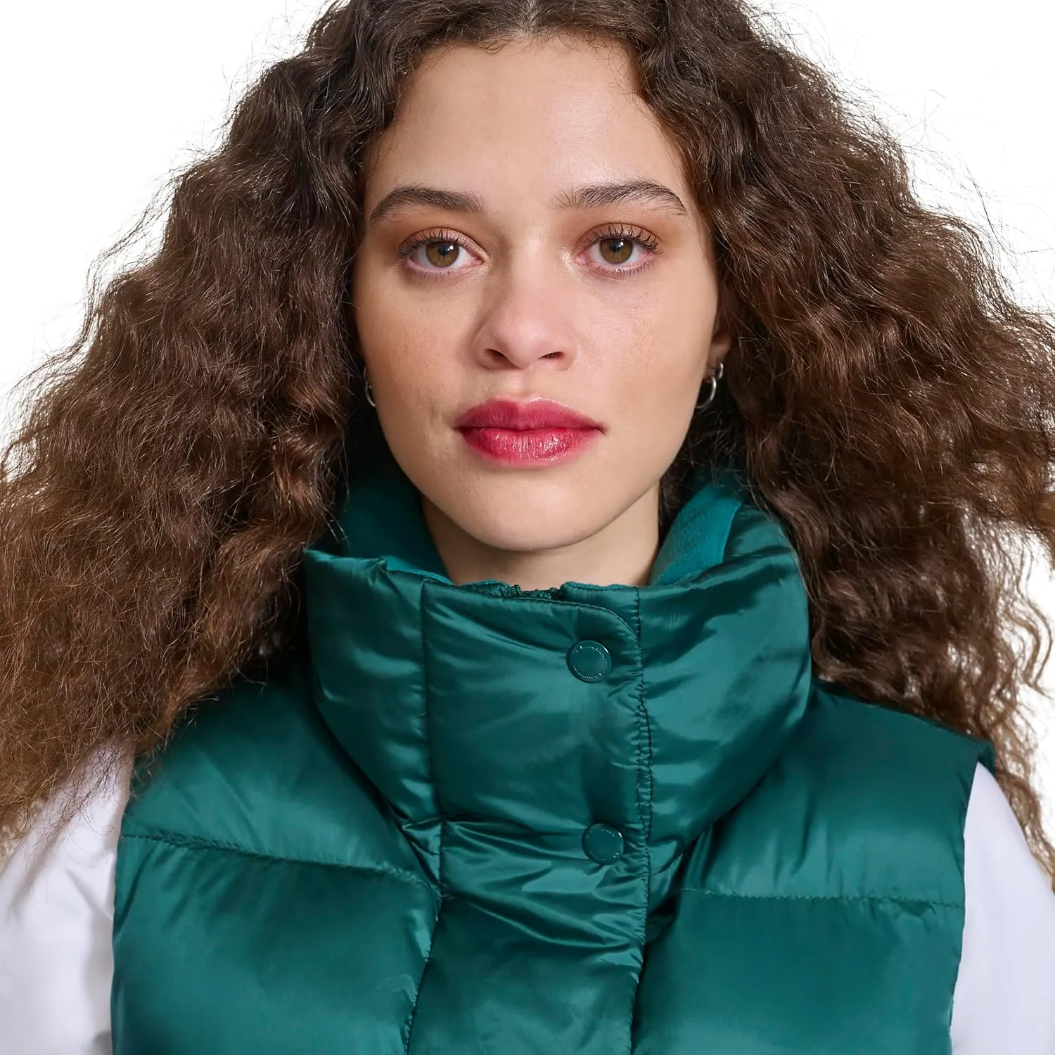 Champion Women's Satin Quilted Puffer Vest with Stand Collar