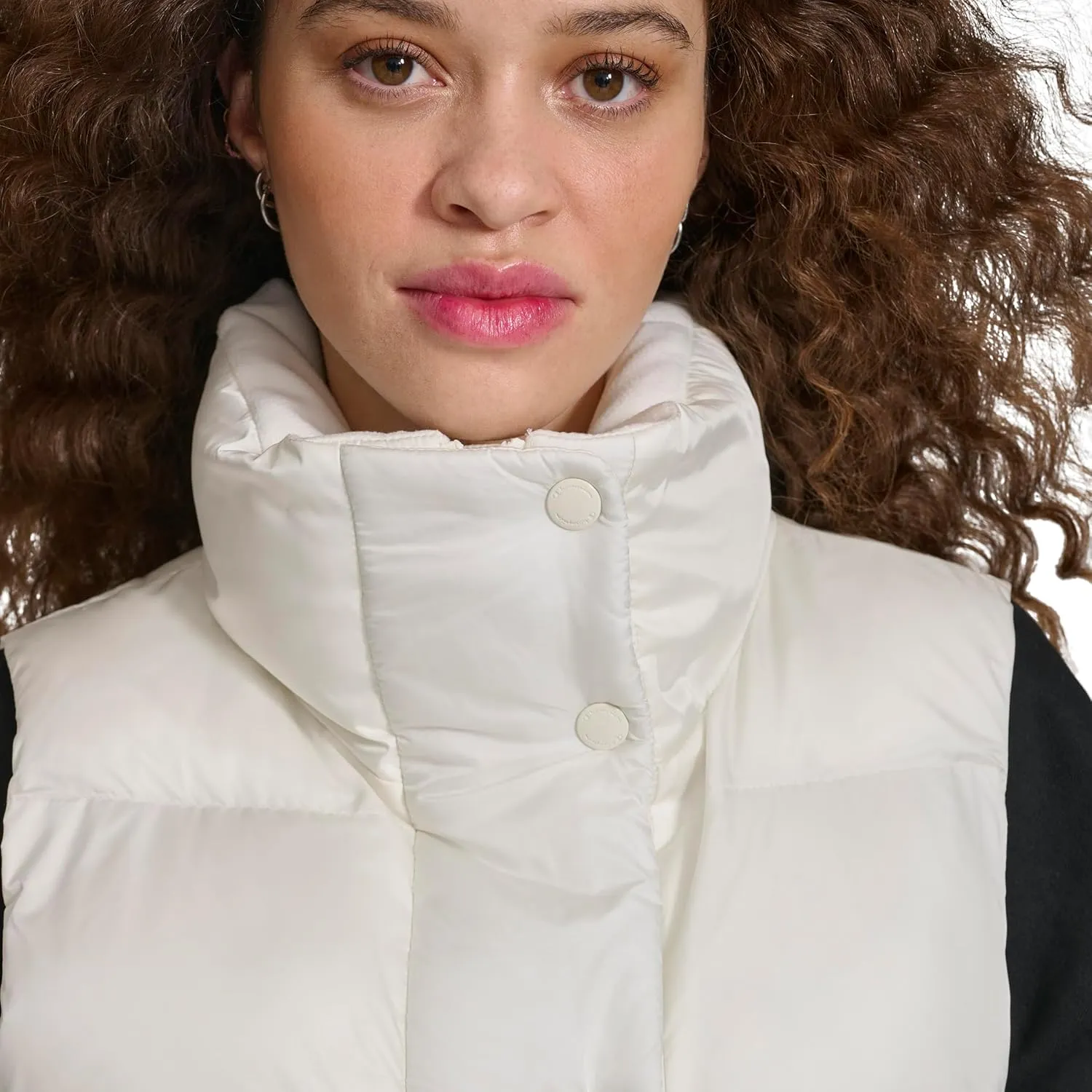 Champion Women's Satin Quilted Puffer Vest with Stand Collar