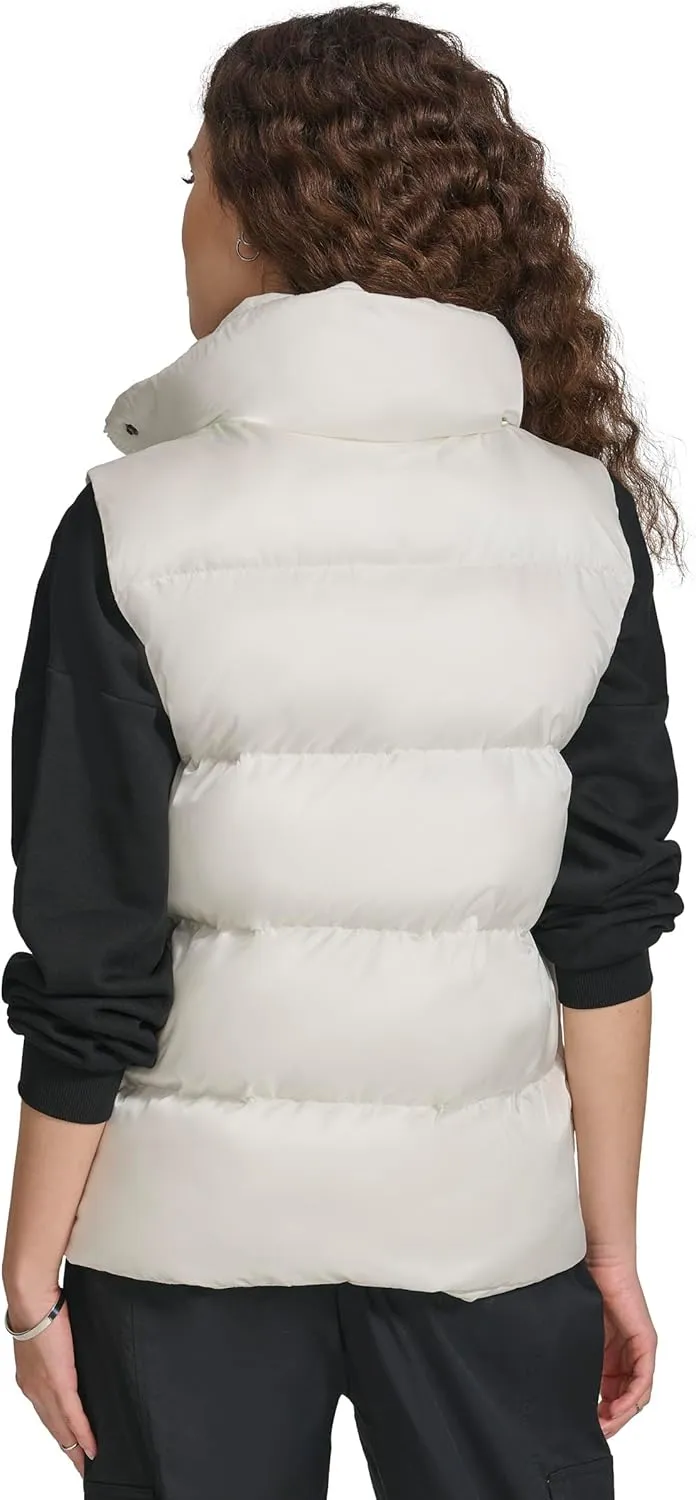 Champion Women's Satin Quilted Puffer Vest with Stand Collar