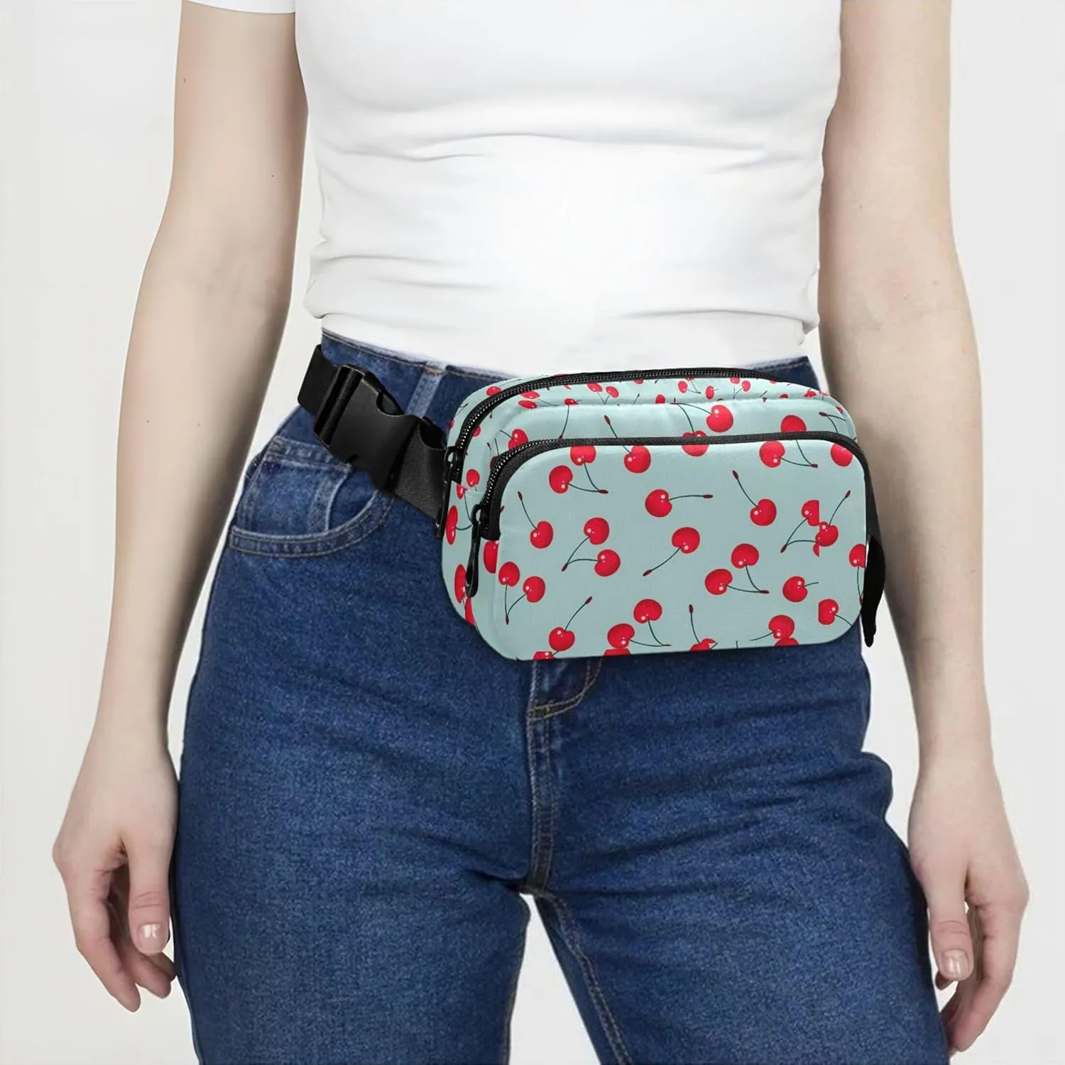 Cherry Fruit Fanny Packs Women Hip Pack Belt Bag Waterproof Trendy Crossbody Waist Purse