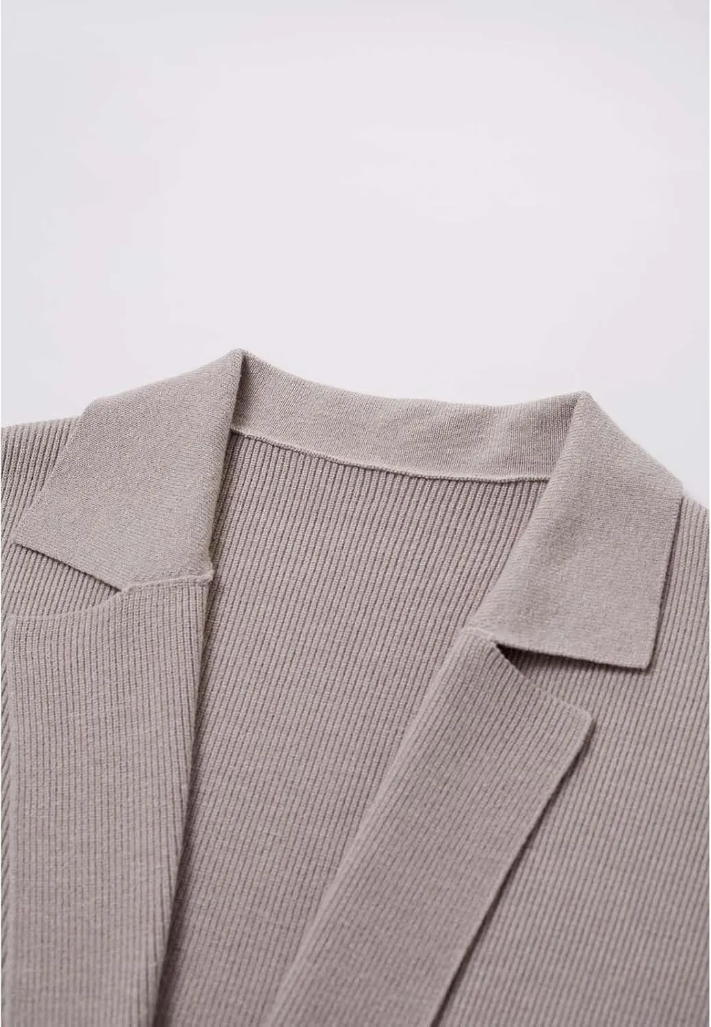 CHICWISH Women's Open Front Cardigan Long Sleeve Notch Lapel Belted Longline Coatigan Ribbed Knit Coat With Pockets
