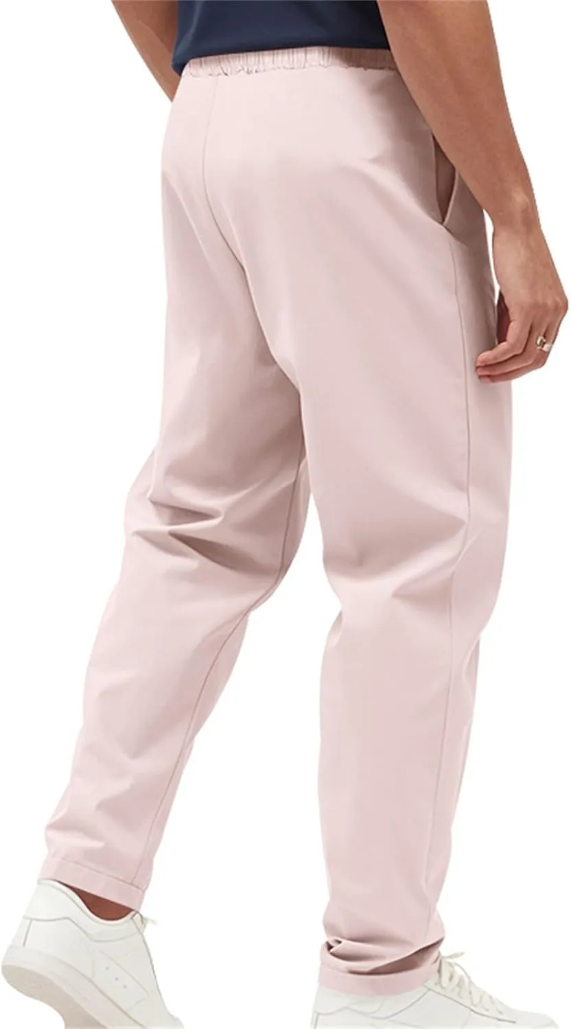 Chino Pants Men Slim Fit Drawstring Waist Dress Pants with Pockets Lightweight Straight Leg Business Casual Pants