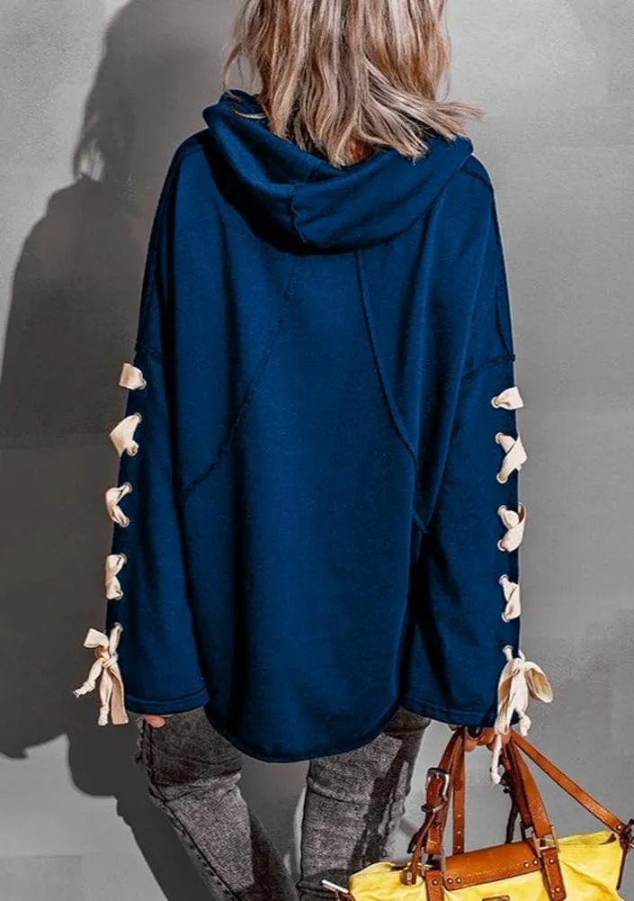 chouyatou Women's Oversized Cowl Neck Hooded Long Batwing Sleeve Side Slit Casual Hoodie Sweatshirt