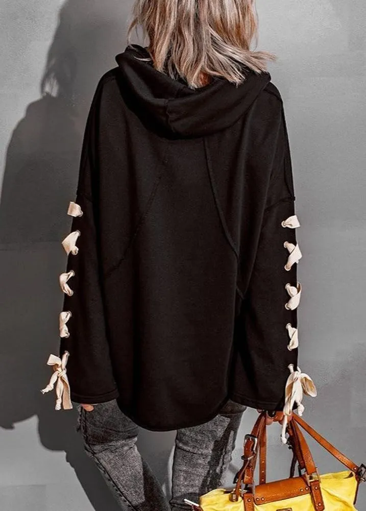 chouyatou Women's Oversized Cowl Neck Hooded Long Batwing Sleeve Side Slit Casual Hoodie Sweatshirt