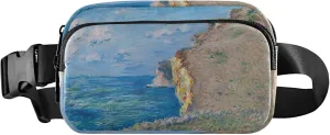 Claude Monet Painting Cliff Waterproof Women Fanny Pack Belt Bags Hip Pack Bright Color Travel Waist Pouch