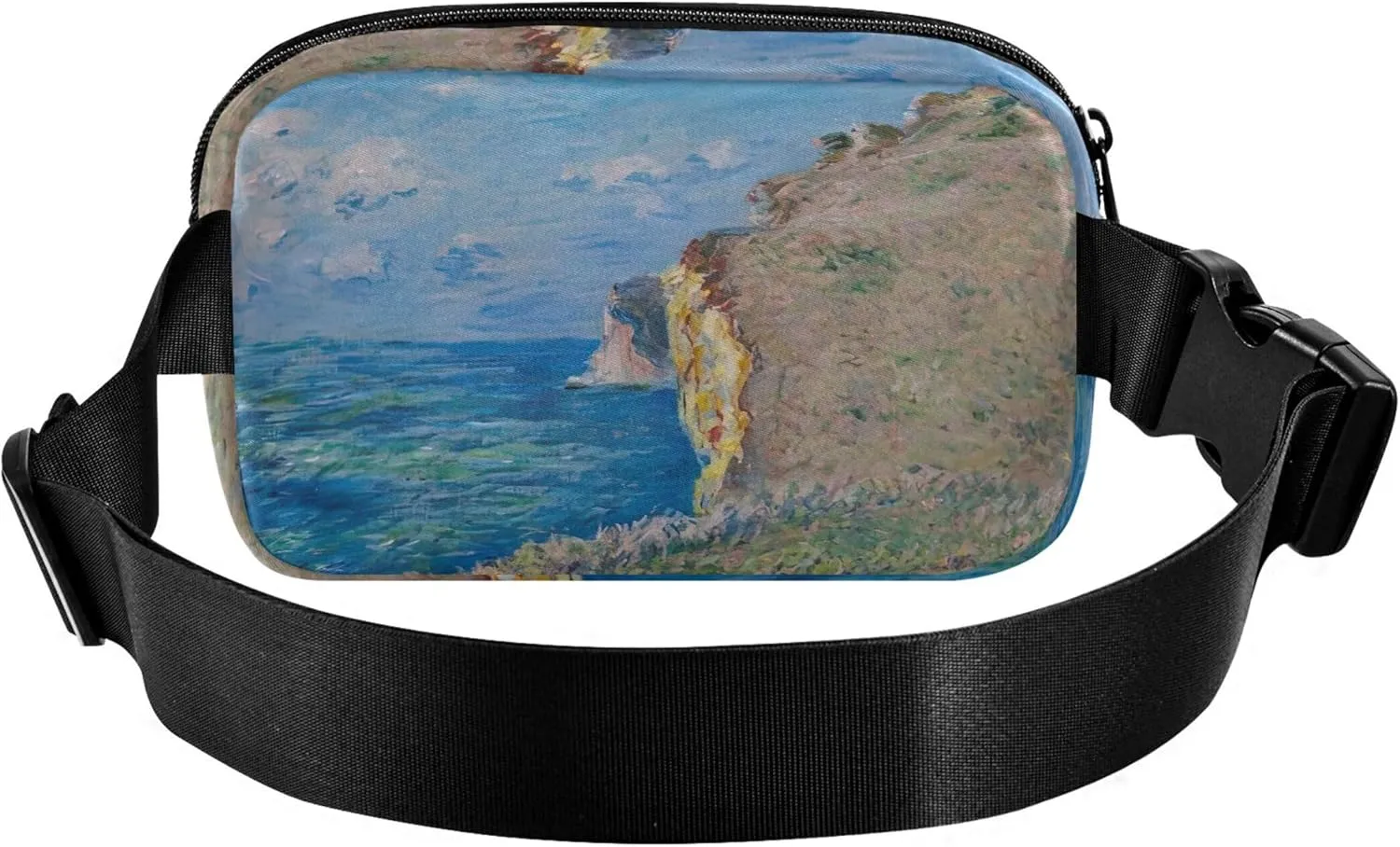 Claude Monet Painting Cliff Waterproof Women Fanny Pack Belt Bags Hip Pack Bright Color Travel Waist Pouch