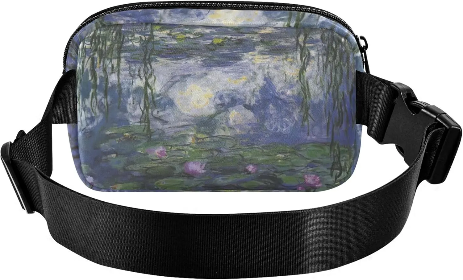 Claude Monet Water Lily Painting Fanny Packs for Women Waterproof Hip Pack Belt Bag Colorful Travel Waist Bag