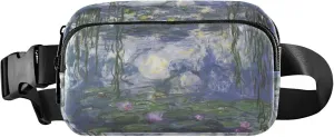 Claude Monet Water Lily Painting Fanny Packs for Women Waterproof Hip Pack Belt Bag Colorful Travel Waist Bag