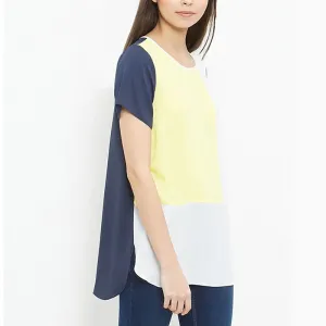 Color Block Top Summer T Shirt Women Color Block Short Sleeve Round Neck Casual T Shirts Tunic Tops