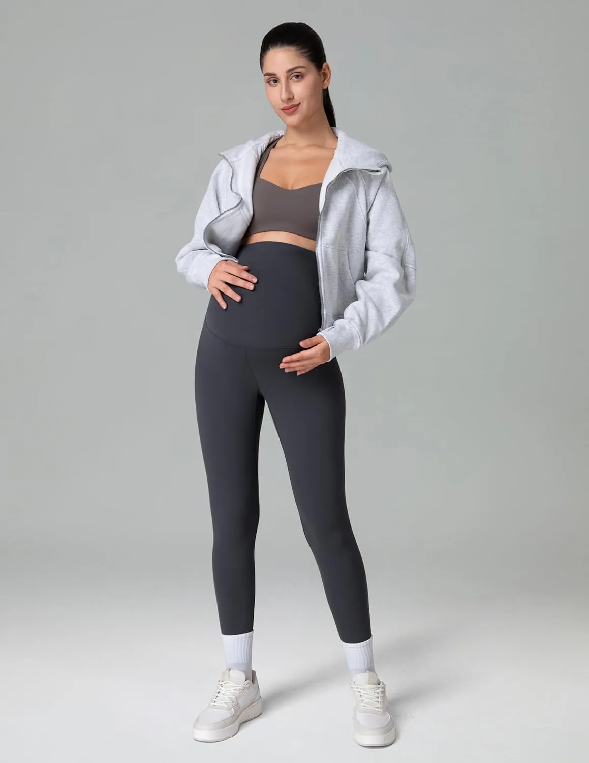 Colorfulkoala Womens Dreamlux Maternity Leggings Over The Belly 25" / 28" Inseam Soft Workout Activewear Yoga Pregnancy Pants