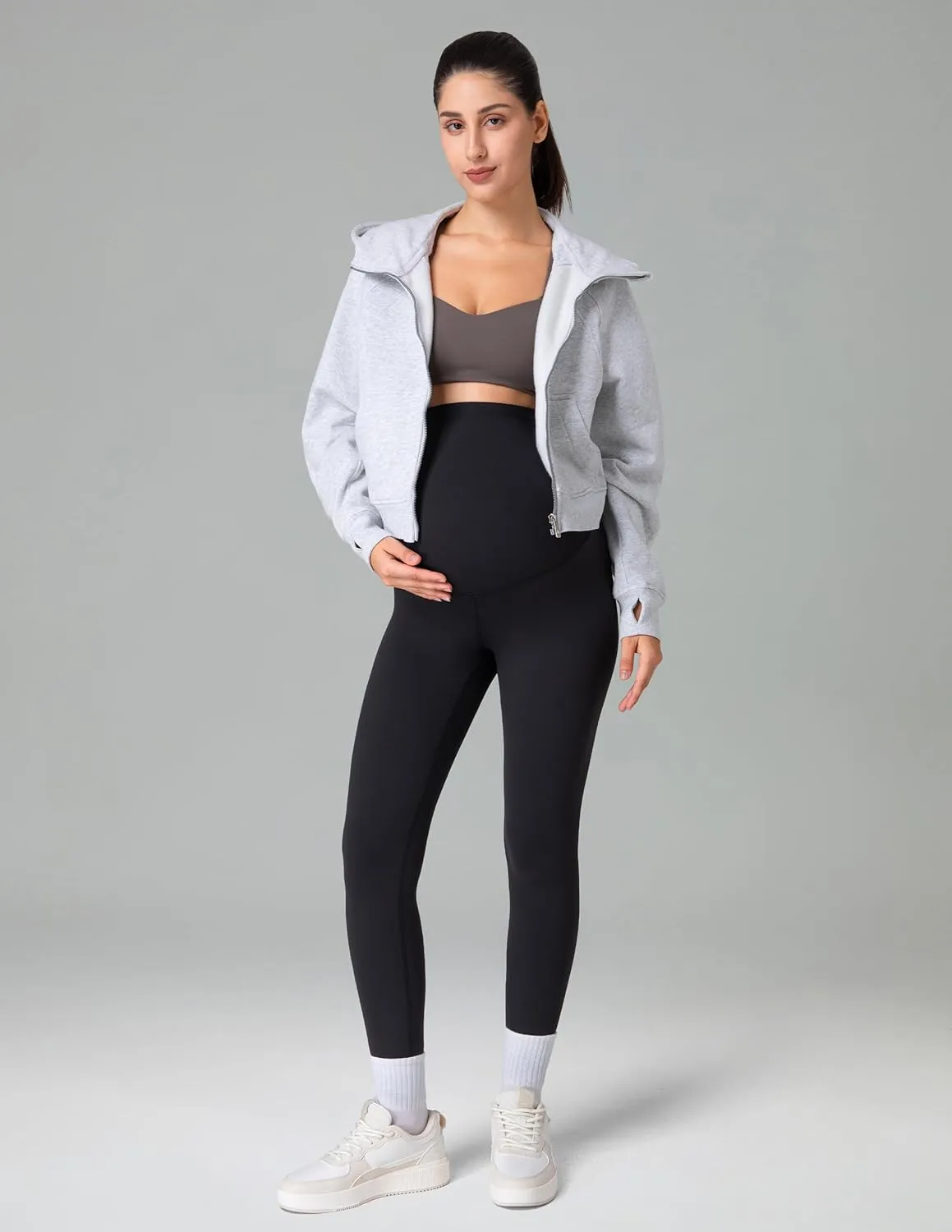 Colorfulkoala Womens Dreamlux Maternity Leggings Over The Belly 25" / 28" Inseam Soft Workout Activewear Yoga Pregnancy Pants