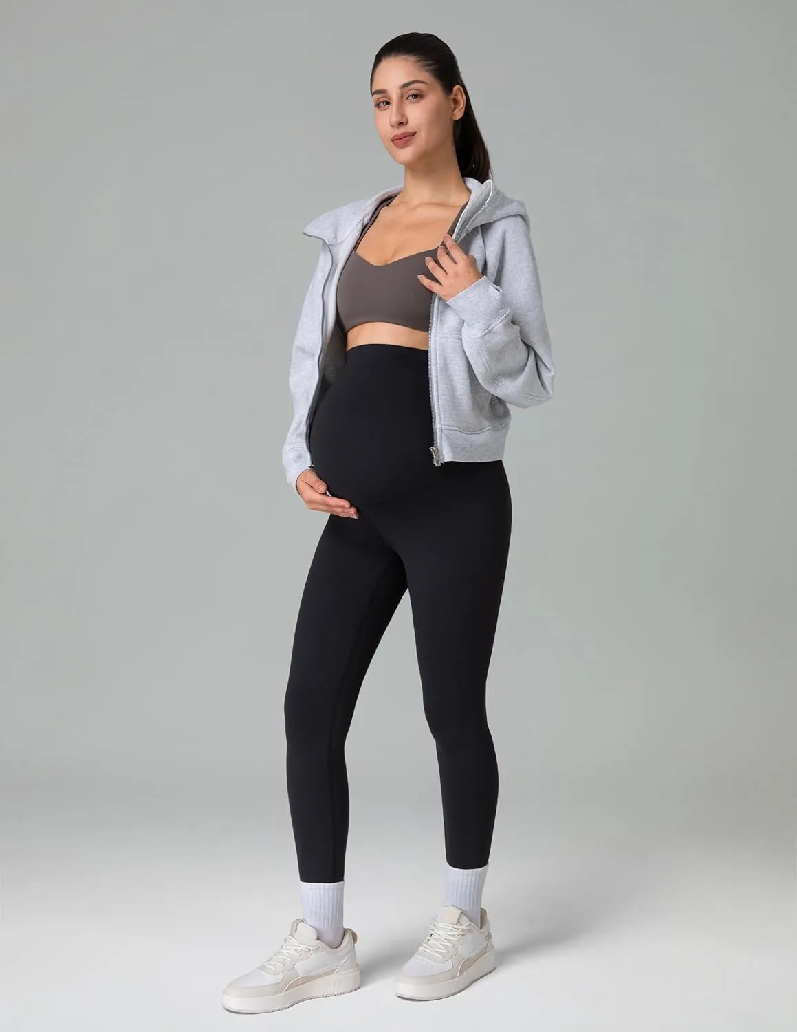 Colorfulkoala Womens Dreamlux Maternity Leggings Over The Belly 25" / 28" Inseam Soft Workout Activewear Yoga Pregnancy Pants