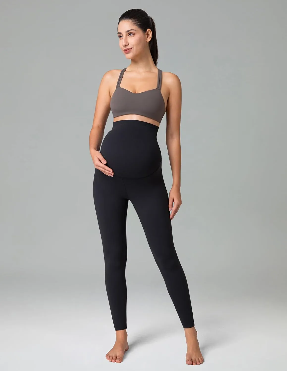 Colorfulkoala Womens Dreamlux Maternity Leggings Over The Belly 25" / 28" Inseam Soft Workout Activewear Yoga Pregnancy Pants