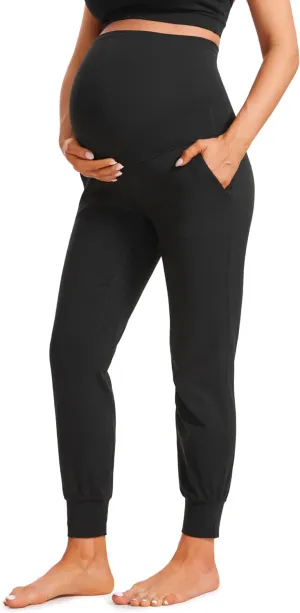 CRZ YOGA Womens Butterluxe Maternity Joggers with Pockets 27" - Workout Activewear Yoga Pregnancy Pants Buttery Soft