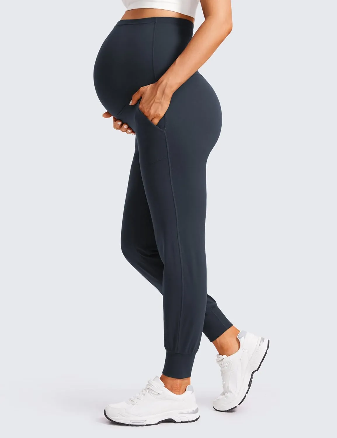 CRZ YOGA Womens Butterluxe Maternity Joggers with Pockets 27" - Workout Activewear Yoga Pregnancy Pants Buttery Soft