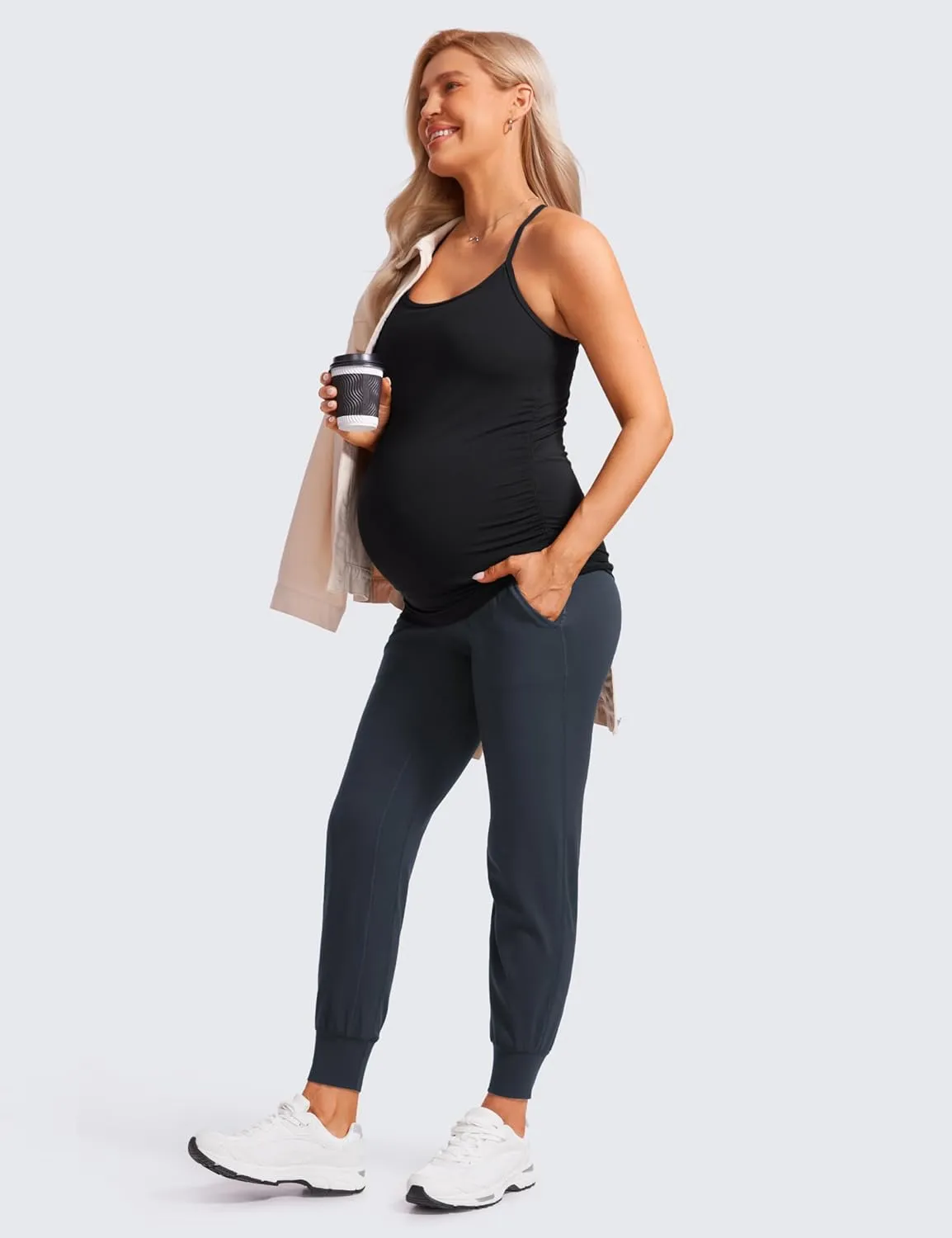 CRZ YOGA Womens Butterluxe Maternity Joggers with Pockets 27" - Workout Activewear Yoga Pregnancy Pants Buttery Soft