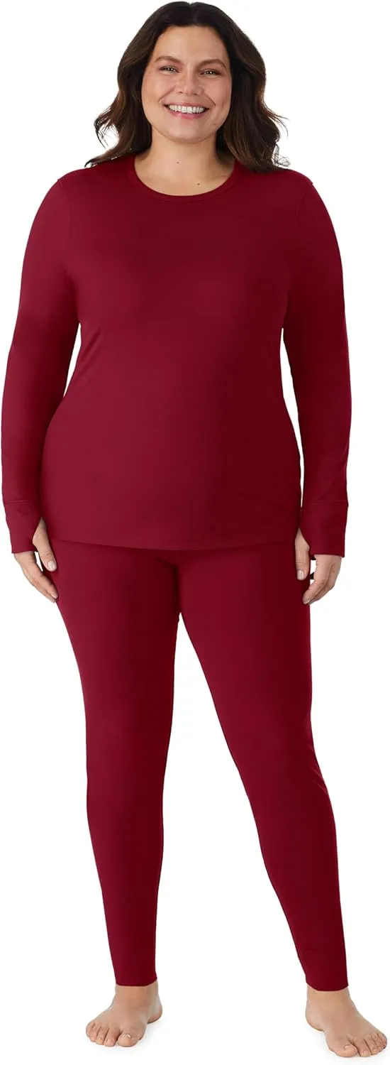 Cuddl Duds Womens Fleece Lined Thermal Base Layer Set  Long Sleeve Shirt & Leggings for Cold Weather  Lounge Set for Women