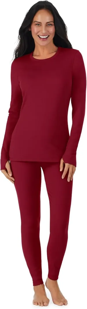 Cuddl Duds Womens Fleece Lined Thermal Base Layer Set  Long Sleeve Shirt & Leggings for Cold Weather  Lounge Set for Women