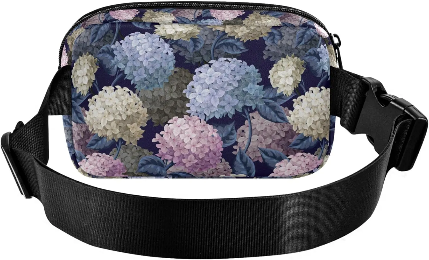 Custom Botanical Hydrangeas Fanny Pack for Women Waterproof Belt Bag Hip Pack Designer Crossbody Waist Purse