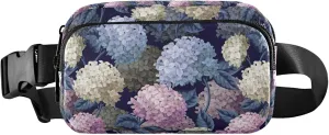 Custom Botanical Hydrangeas Fanny Pack for Women Waterproof Belt Bag Hip Pack Designer Crossbody Waist Purse