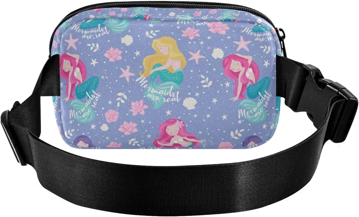 Custom Purple Mermaid Pink Fanny Pack for Women Waterproof Large Hip Belt Bag Cute Travel Waist Pouch