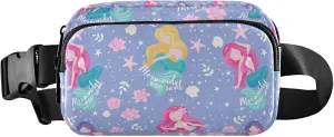 Custom Purple Mermaid Pink Fanny Pack for Women Waterproof Large Hip Belt Bag Cute Travel Waist Pouch