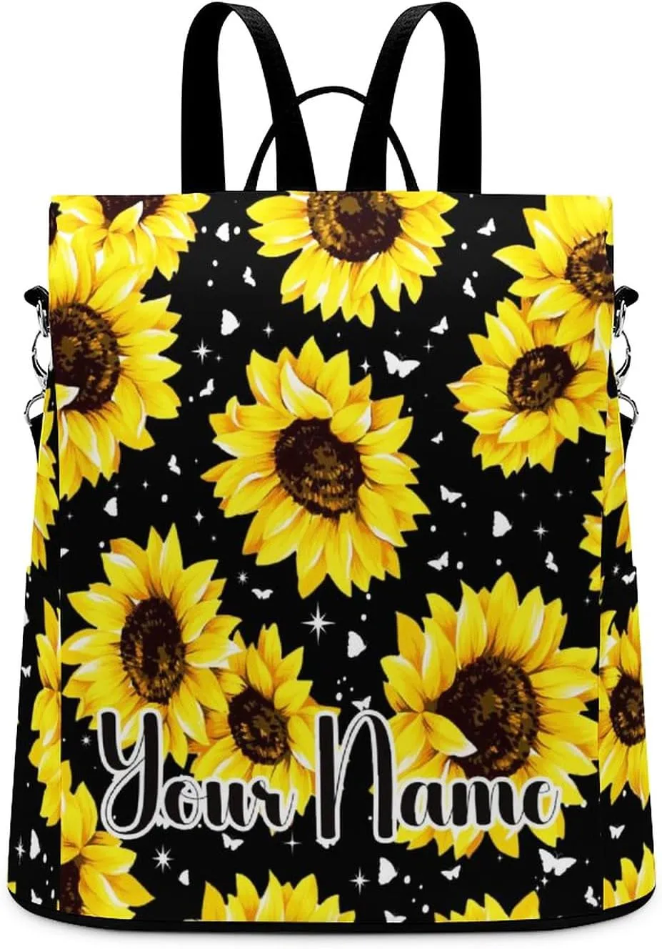 Custom Sunflower Anti-Theft Backpack for Women Ladies - Waterproof Oxford Shoulder Bag - Personalized Secure & Fashionable Daypack College Bookbag