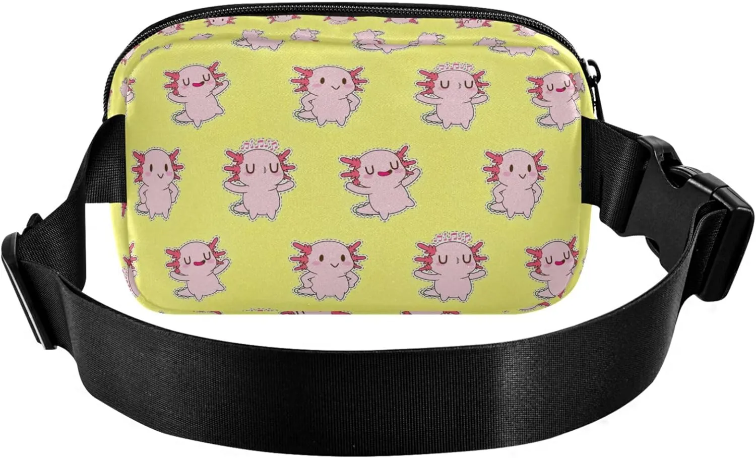 Cute Axolotl Yellow Pink Womens Fanny Pack Waterproof Belt Bag Hip Pouch Cute Waist Pouch for Women