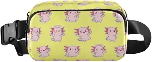 Cute Axolotl Yellow Pink Womens Fanny Pack Waterproof Belt Bag Hip Pouch Cute Waist Pouch for Women