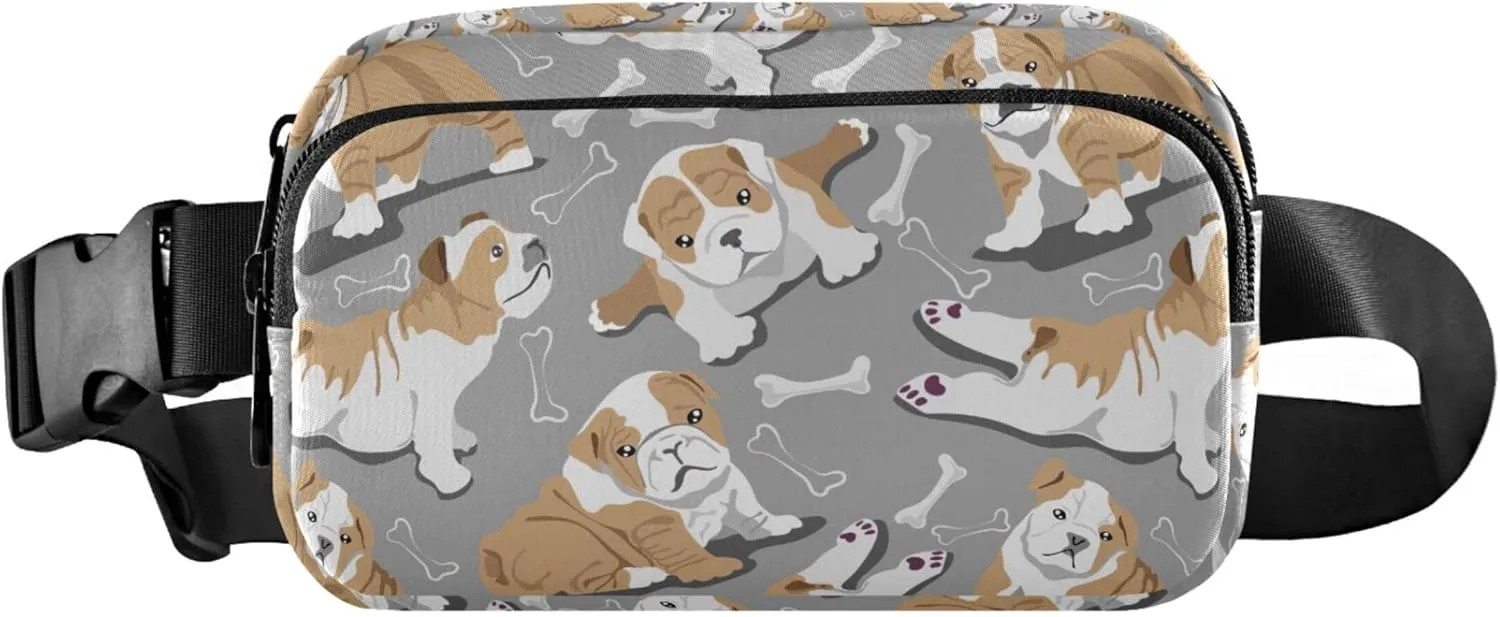 Cute Bulldog Puppies Dog Womens Fanny Pack Waterproof Belt Bag Hip Pack Trendy Waist Bag for Women