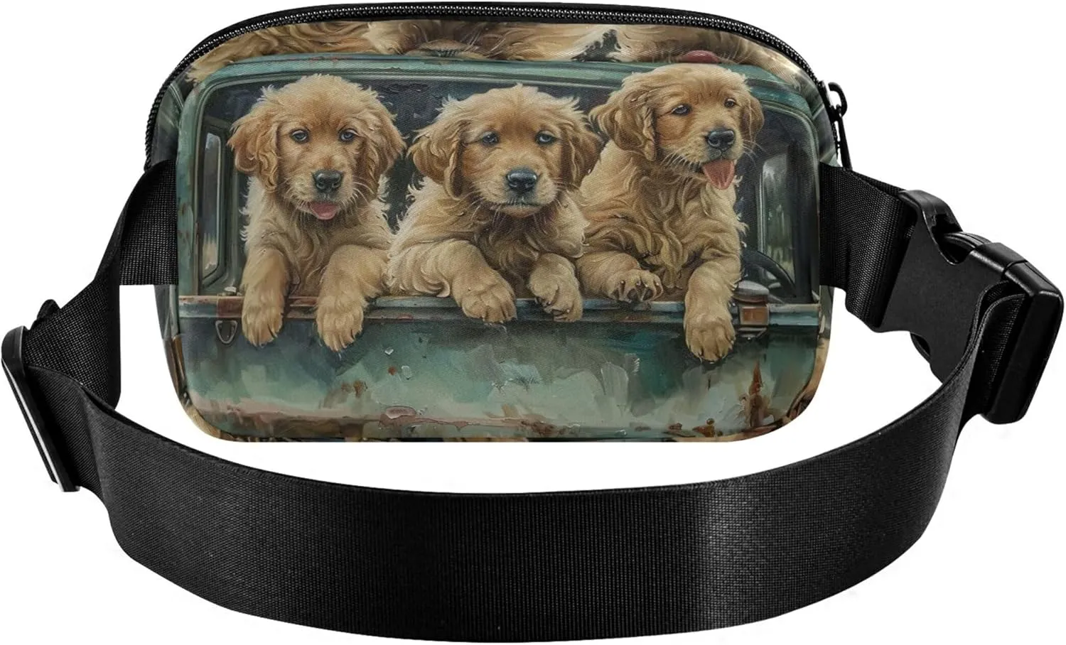 Cute Puppies Blue Car Fanny Pack for Women Festival Hip Bag Belt Pouch Waterproof Travel Waist Bag