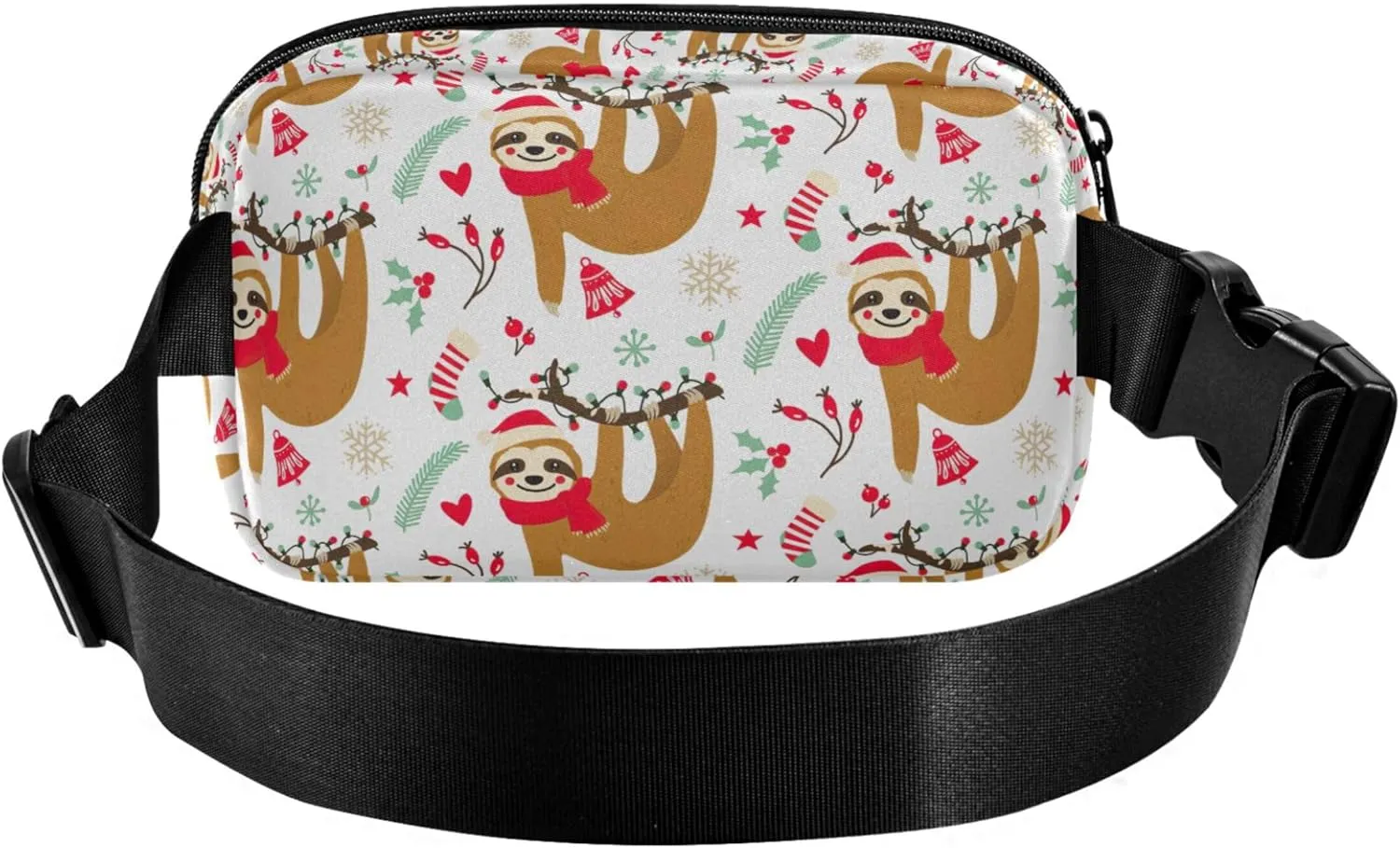 Cute Sloth Christmas Fanny Packs for Women Neon Belt Bags Hip Pack Waterproof Crossbody Waist Bag