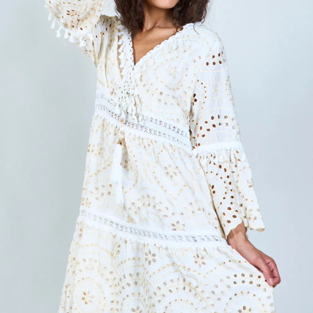Delicate eyelet lace mini dress wholesale