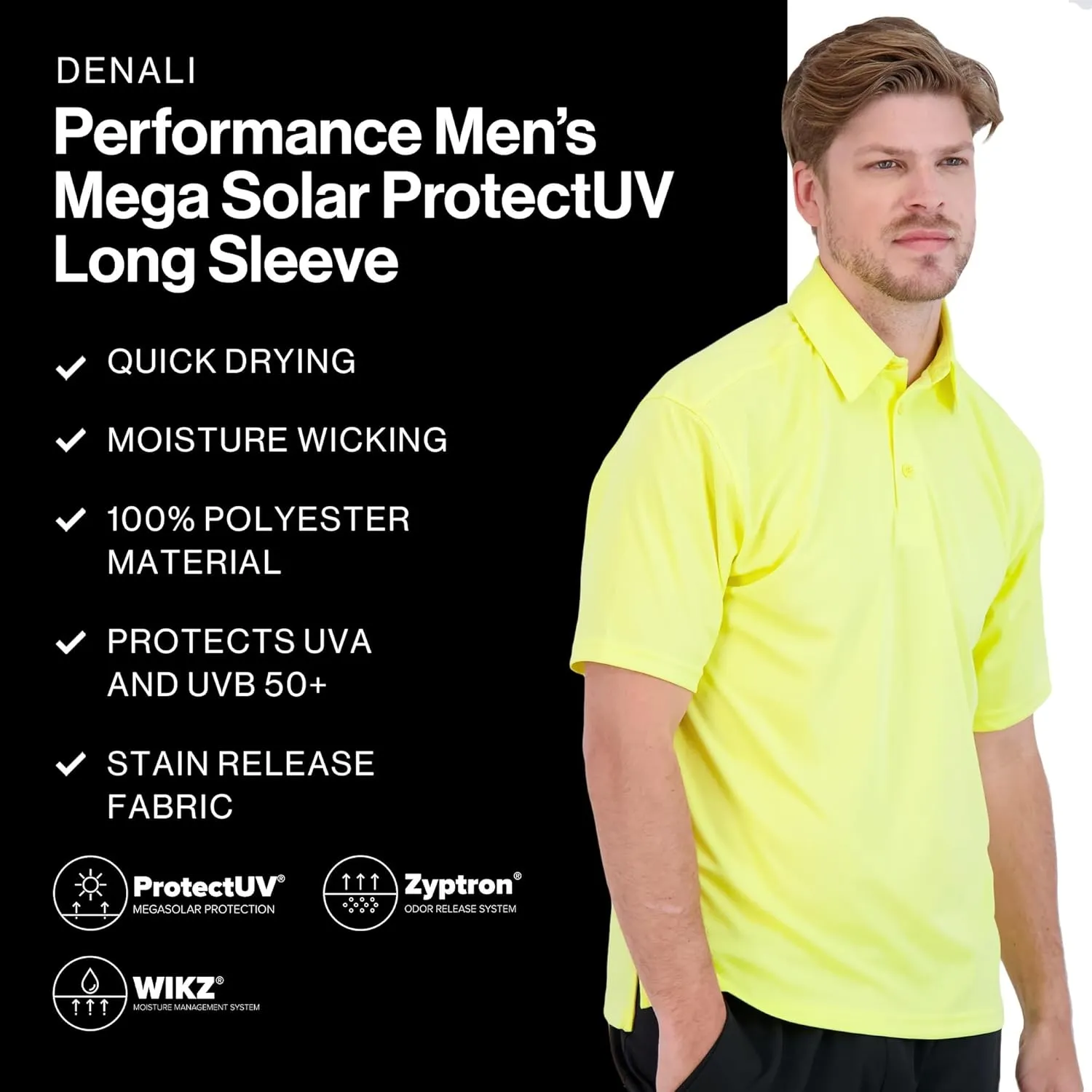 Denali Men's Golf Polo UPF 50  Short Sleeve Shirt, Quick Dry Activewear, Lightweight UV Protection