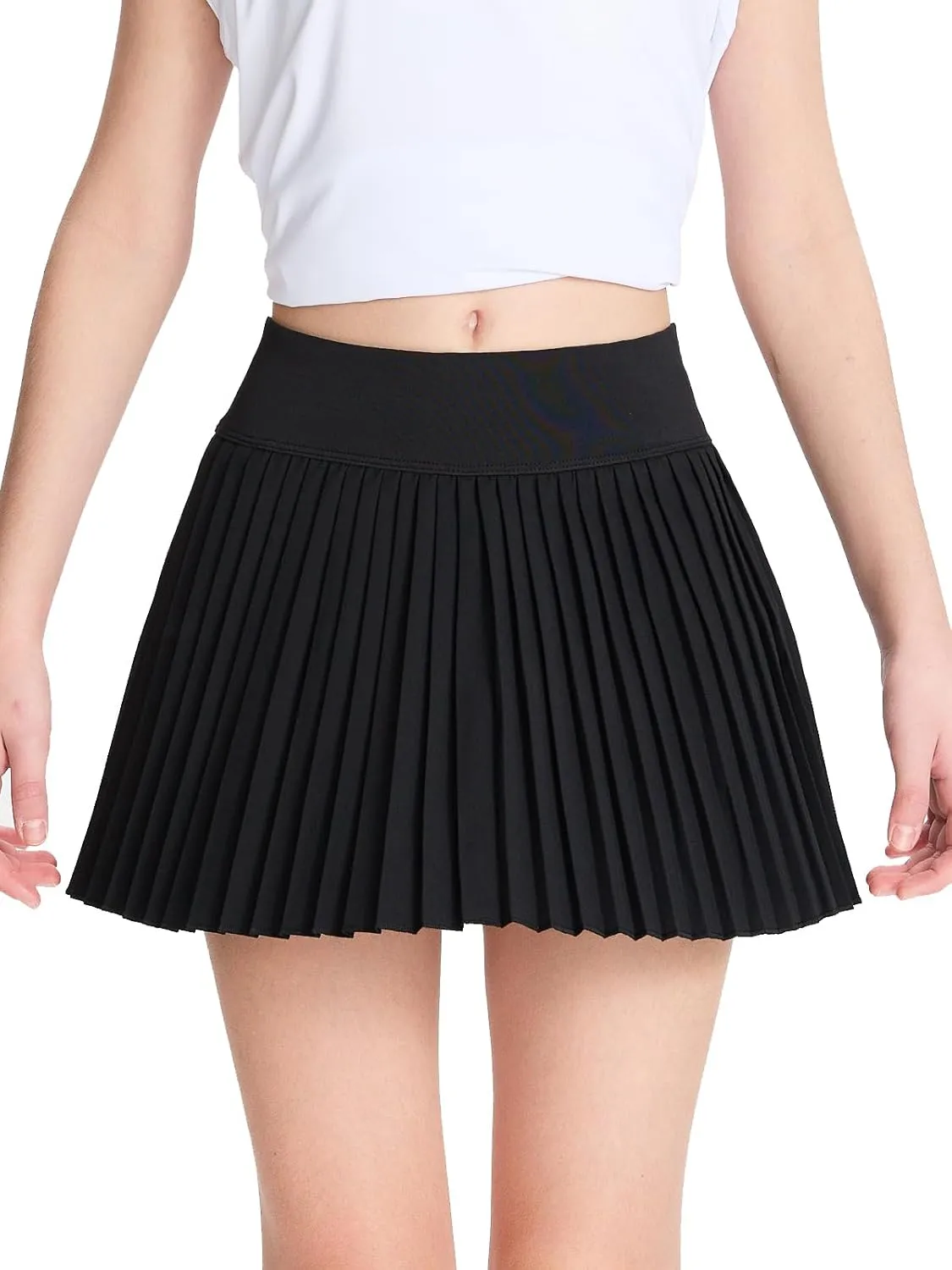 DEVOROPA Girls Pleated Tennis Skirt with Liner Shorts Youth Athletic Golf School Cheer Skirts Kids Teen Skorts Pockets