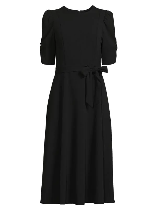 DKNY A-line midi dress with ruffle sleeves, black