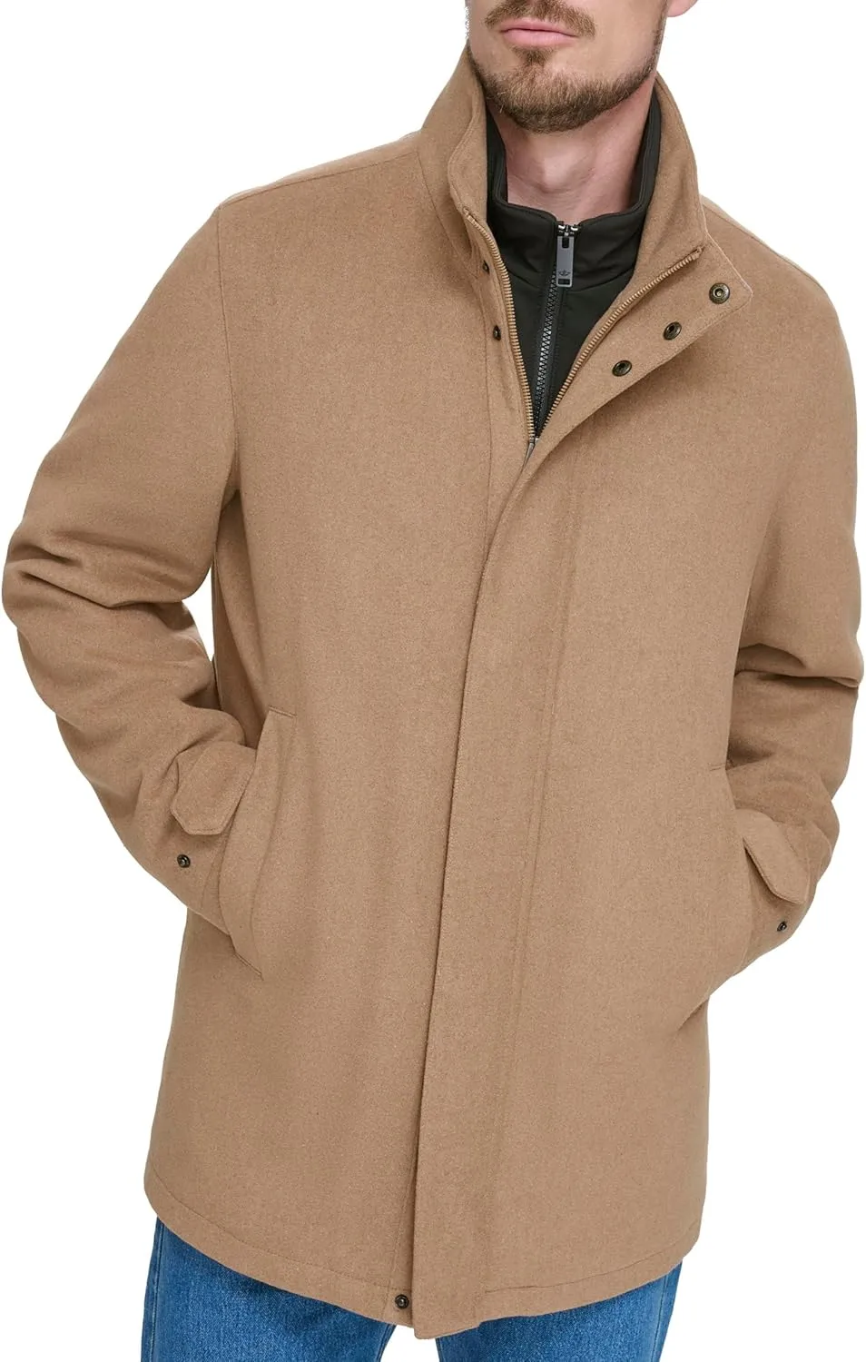 Dockers Men's Wool Melton Two Pocket Full Length Duffle Coat