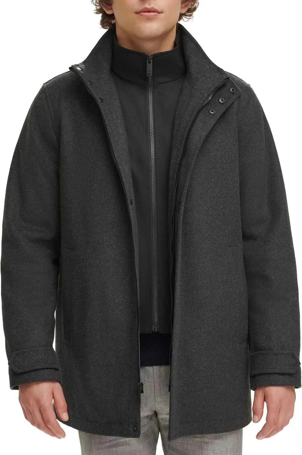 Dockers Men's Wool Melton Two Pocket Full Length Duffle Coat