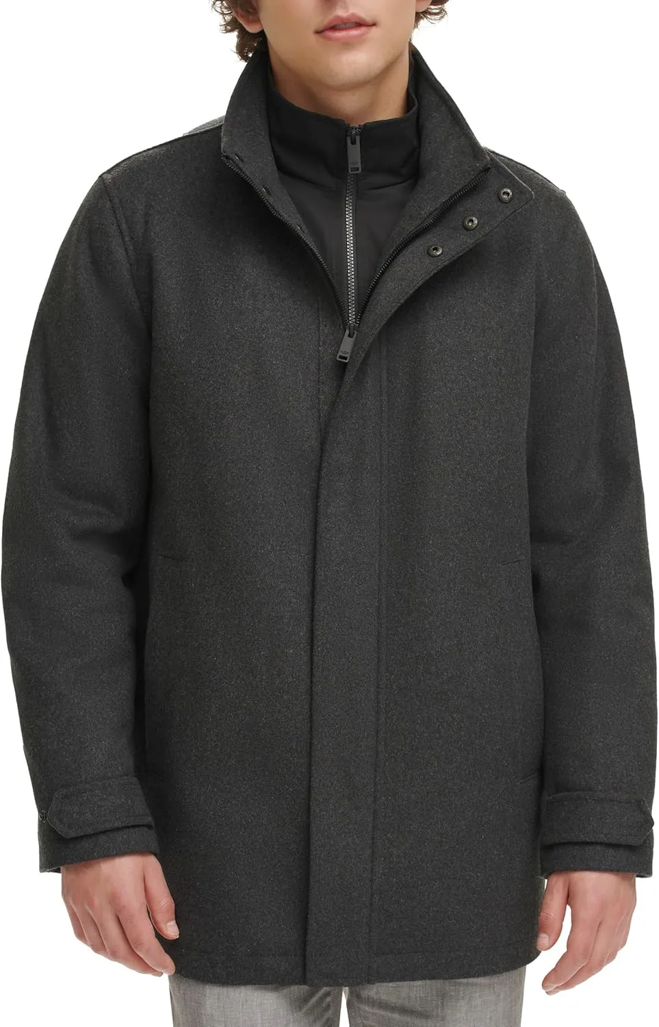 Dockers Men's Wool Melton Two Pocket Full Length Duffle Coat