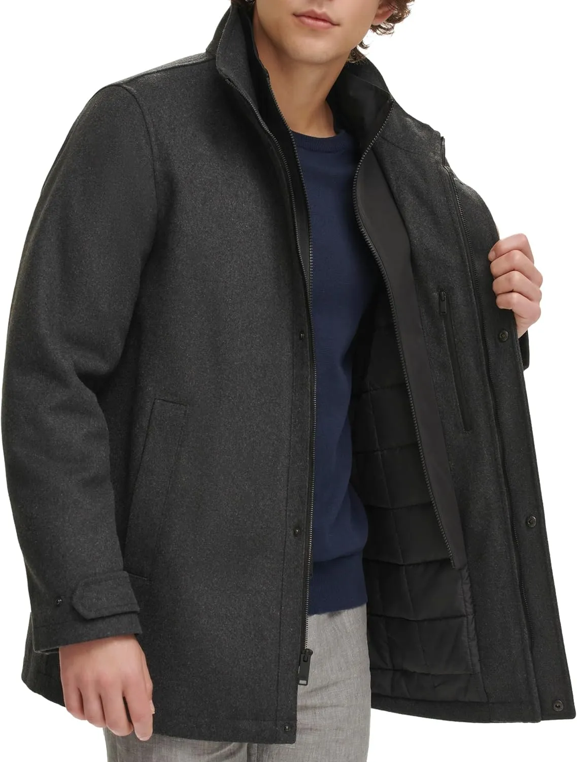 Dockers Men's Wool Melton Two Pocket Full Length Duffle Coat