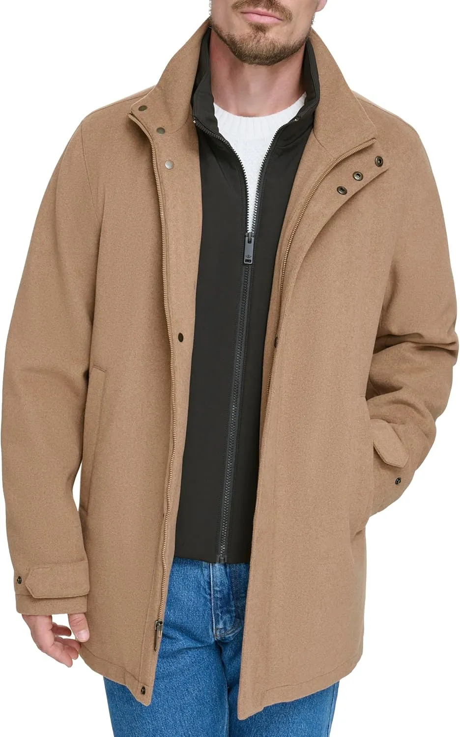 Dockers Men's Wool Melton Two Pocket Full Length Duffle Coat