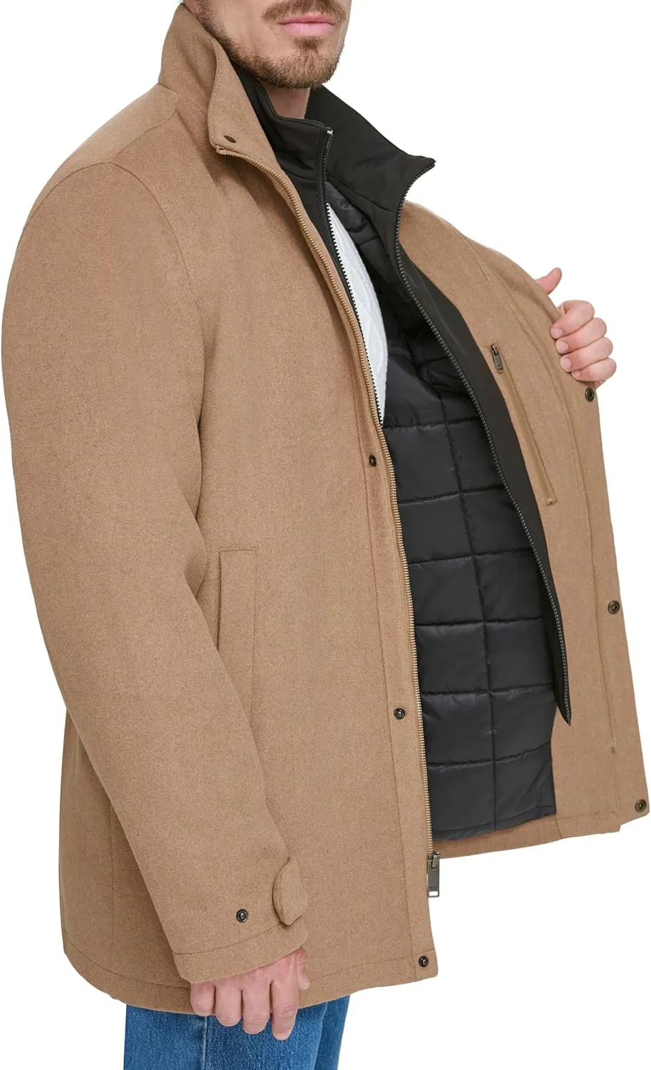 Dockers Men's Wool Melton Two Pocket Full Length Duffle Coat