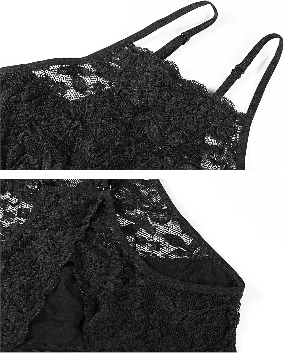 DotVol High-Neck Lace Bralette for Women Racerback Floral Crop Top Vest Bra