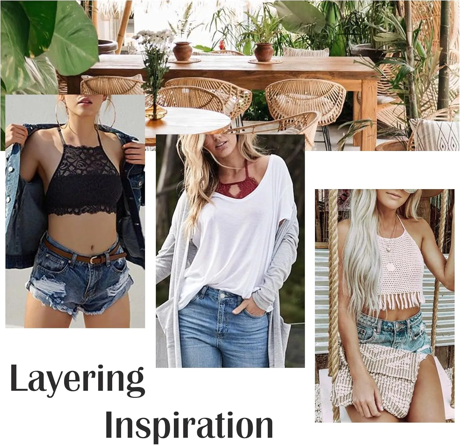 DotVol High-Neck Lace Bralette for Women Racerback Floral Crop Top Vest Bra