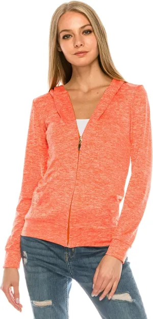 Eevee Women's Full Zip Hoodie - Lightweight Jacket Active Sweater Hooded Sweatshirt Slim Fitting Yoga Activewear