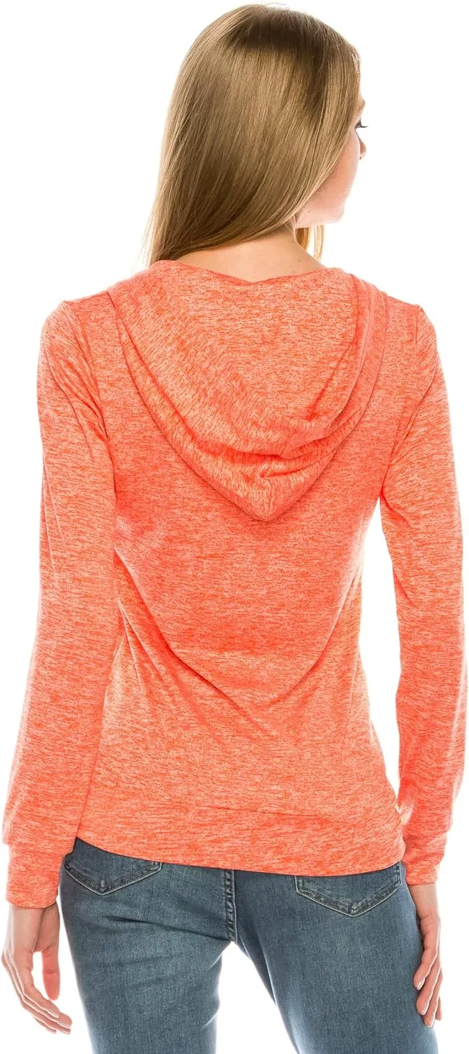 Eevee Women's Full Zip Hoodie - Lightweight Jacket Active Sweater Hooded Sweatshirt Slim Fitting Yoga Activewear