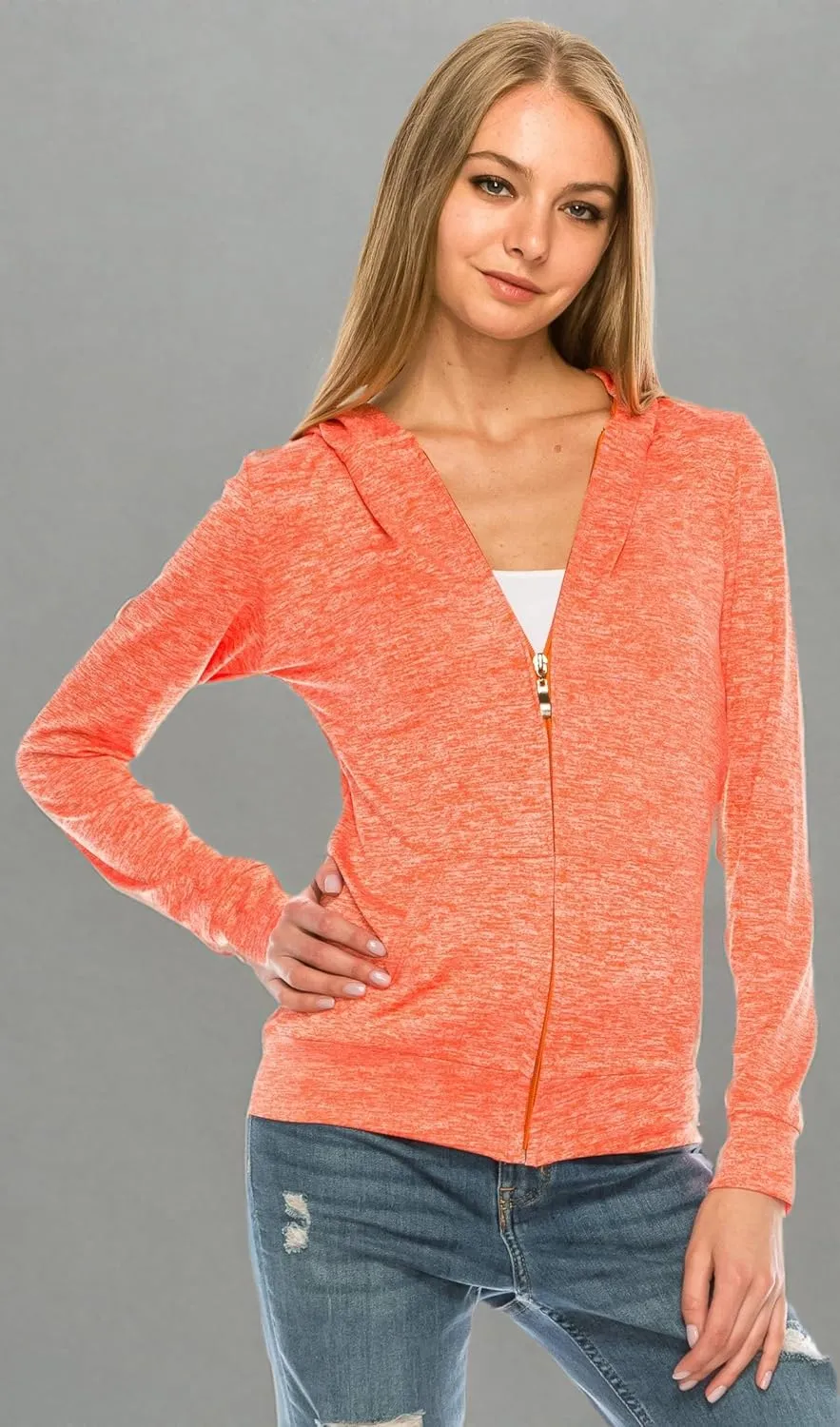 Eevee Women's Full Zip Hoodie - Lightweight Jacket Active Sweater Hooded Sweatshirt Slim Fitting Yoga Activewear