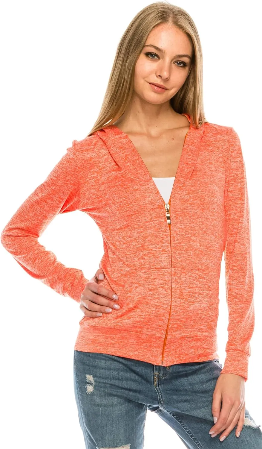 Eevee Women's Full Zip Hoodie - Lightweight Jacket Active Sweater Hooded Sweatshirt Slim Fitting Yoga Activewear